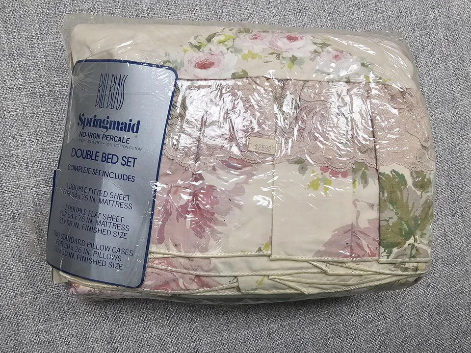 Vintage Bill Blass Springmaid Double Bed Set Floral Windemere No-Iron USA New - Image 1 of 4