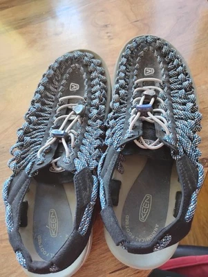 Keens Rope And Leather Sandals. Men's Size 10. Blue And Black. - Image 1 of 4
