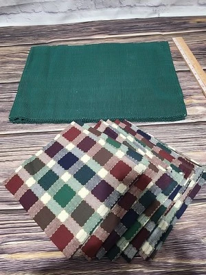 6 100% Cotton Napkins 6 Placemats Green Dinner Table Setting New Christmas OS - Image 1 of 4