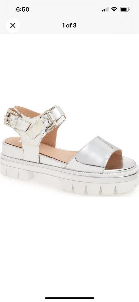 Sandalias metálicas Shellys London Dita plataforma plateada dos correas talla 6,5 $119,99 Foto 1 de 4