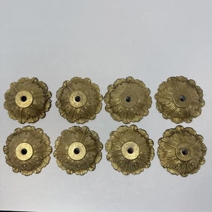 Antique Vintage Brass Socket Bobeche Rosette Chandelier Lamp Light Parts Set (8) - Picture 1 of 22