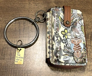 Sakroots Owl Wallet Cellphone Holder Coated Canvas Bonus Wrist Key Ring & Charm - Picture 1 of 17