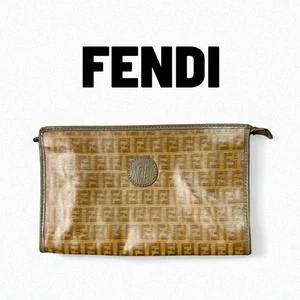 Bolso sin asas Fendi patrón calabacín bolsa cuero marrón leves daños usado - Imagen 1 de 24