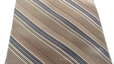 Tie Apt 9 Silk 100% Imported Vintage Brown Stripe Diagonal 59" Length 3.50" Wide - Image 1 of 4
