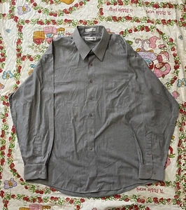 Mens Pierre Cardin Gray Solid Striped Pattern Button Down Shirt. Size 17-17 1/2 - Picture 1 of 13