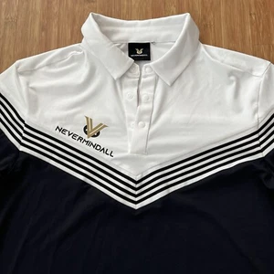 Nevermindall Men Golf Polo Shirt Size Large Chest 40” Black White Striped READ - Picture 1 of 14