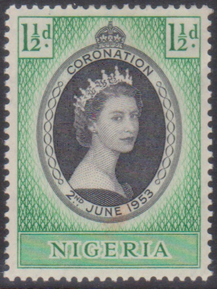 (F318-89) 1953 Nigeria 1 1/2d QEII Coronación MH (CN)  Foto 1 de 1
