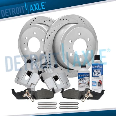 Kit de pastilhas de freio pinças de rotores traseiros perfurados para Ford F-150 Lincoln Mark LT 6-Lug - Imagem 1 de 4