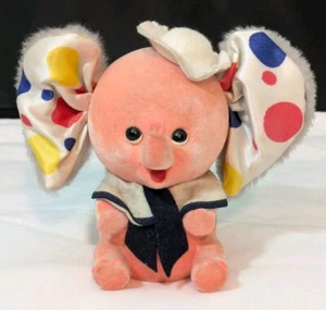 Vintage Polka Dot Pink Elephant Fuzzy Piggy Bank 1960s Bank Promo Gift - Picture 1 of 10