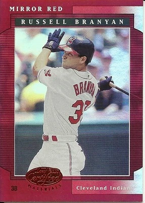 2001 Leaf Certified Materials Mirror Red Russell Branyan 85 Indians 32/75 - Image 1 of 2