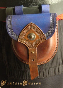 Medieval LARP Lord Celtic Viking Leather Moulded Belt Pouch - Picture 1 of 1