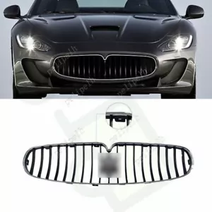 1X For Maserati GranTurismo 2008-2017 Glossy Black+Chrome Car Front Bumper Grill - Bild 1 von 6