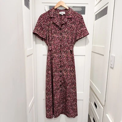 Maxi Vestido Floral De Colección Años 90 Pequeño/Mediano Negro Púrpura Boho Profesor Plumero Foto 1 de 4