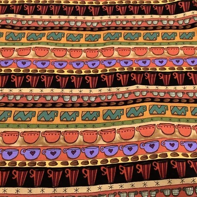 Blank Textiles Coffee Cup Bean Cotton Fabric 2 Yards Earth Tones - Image 1 of 4