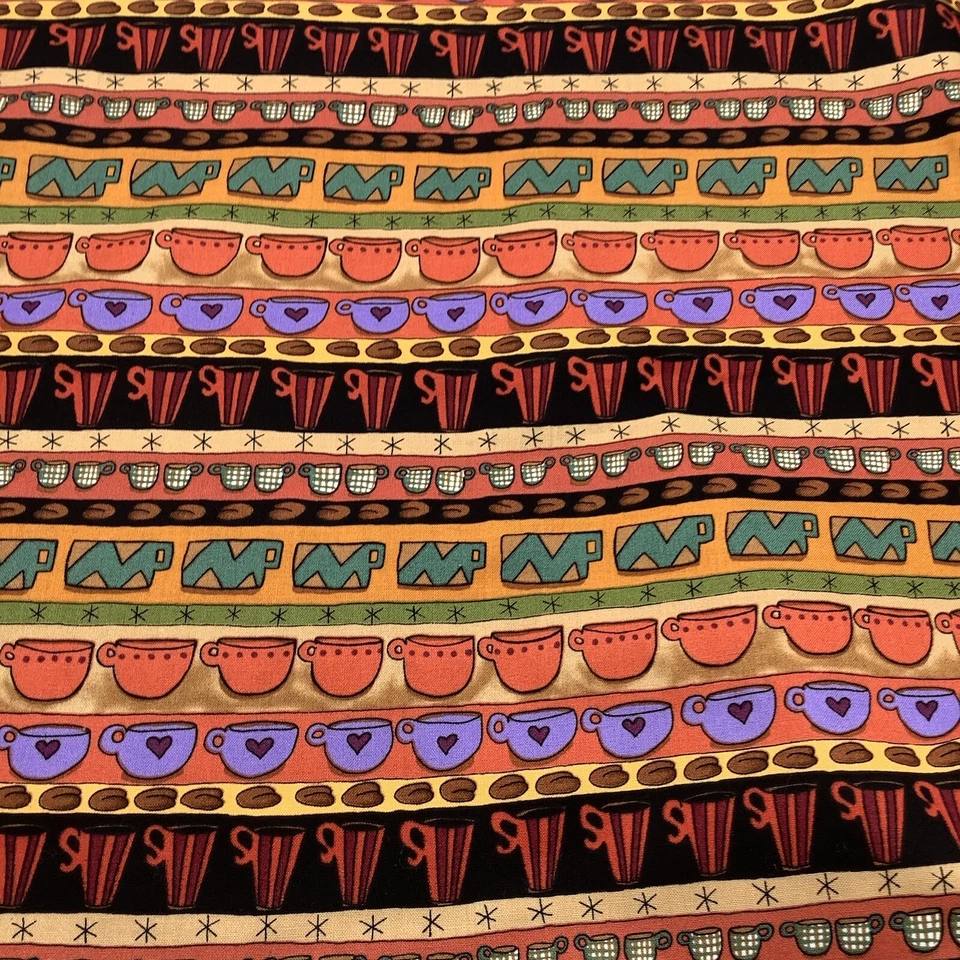 Blank Textiles Coffee Cup Bean Cotton Fabric 2 Yards Earth Tones - Image 1 of 4