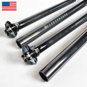 27.2/30.8/31.6mm Carbon Fiber Seat Post MTB Road Bike 350/400mm Seatpost Tube - Picture 1 of 12