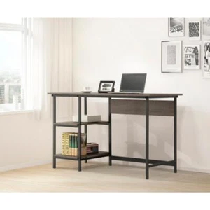Desk of Oak, with 2 Open Design Storage Shelves, Space Saving Alternative, Gray - Picture 1 of 4