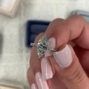 IGI Certified 3.3ct E VS1 Lab Grown Diamond Platinum Promise Ring, Engagement - Picture 1 of 6