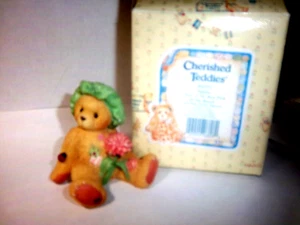 cherished teddies"Dahlia" spring collection-girl holding dahlia.1996-MIB/papers - Picture 1 of 6