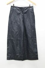 HOBBS Ladies Tenby Navy Blue Leather Cropped Loose Fit Trousers W26 L23 UK6 NEW