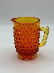 Fenton Mini Hobnail Amberina Glass Creamer Pitcher Orange Yellow 3.5" - Picture 1 of 4