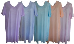 Damen Nachthemd kurzarm mit Stickerei Gr. M L XL - Picture 1 of 7