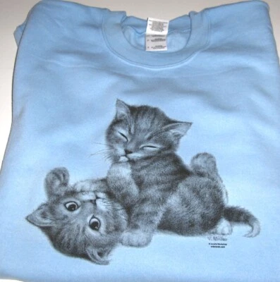 Sudadera polar manga larga cuello redondo "Two Playful Kittens" - Gildan (azul) Foto 1 de 2