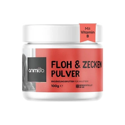 ANIMIGO Floh & Zeckenschutz 100g Pulver - Huhngeschmack - Juckreizlinderung für Haustier
