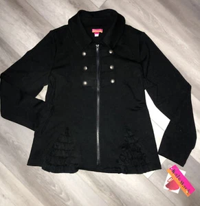 Biscotti Kate Mack American In Paris Black Knit Ruffle Jacket Girls 14 NWT $98! - Picture 1 of 10