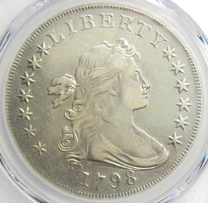 1798 Draped Bust Silver Dollar $1 Coin - Certified PCGS XF Detail EF - Rare Coin - Picture 1 of 5