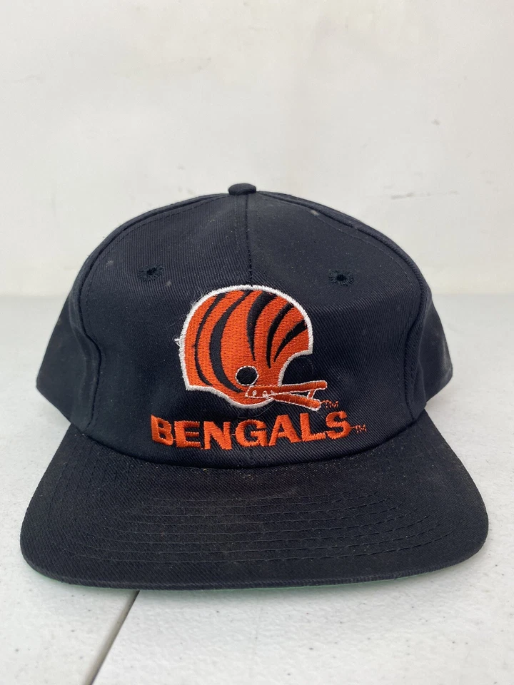 Vintage 80’s Starter NFL Cincinnati Bengals 2-Bar Helmet Snapback Hat Cap Black - Image 1 of 4