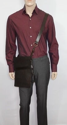 Bolso Mensajero de Cuero JOHN VARVATOS en Marrón 11 1/2" x 11" Hecho a Mano en ITALIA Foto 1 de 4