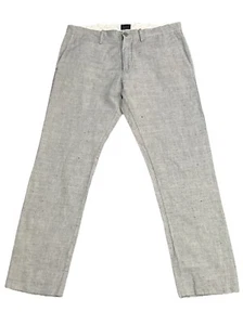 J. Crew 484 Leinen/Baumwollmischung grau Hose 32W 28L tatsächliche Größe - Bild 1 von 10