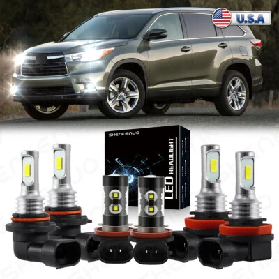Para Para Toyota Highlander 2014-2019 Faros LED Alto/Bajo + Kit de luces antiniebla Foto 1 de 4