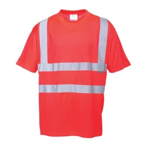 Red Hi-Vis T-Shirt Short Sleeve Hi-Vis T-Shirt - Picture 1 of 4