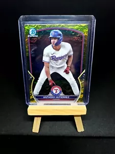 2023 Bowman Chrome Anthony Gutierrez Yellow Lunar Crater Refractor Prospect 3/75 - Picture 1 of 3