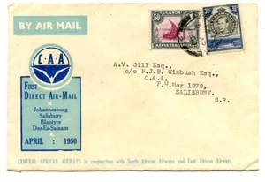 Tanganjika 1950 Illust Cent Af Airways 1. Flug CVR Dar-Es-Salaam nach Salisbury - Bild 1 von 2