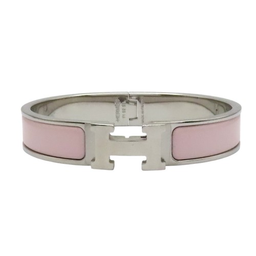 HERMÈS Bracciale HERMES Clic H Smalto Rosa Placcato Argento
