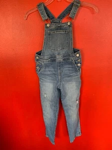 Cat and Jack - Girls Size S 6/7 Straight Overalls Stretch distressed Denim - Picture 1 of 15