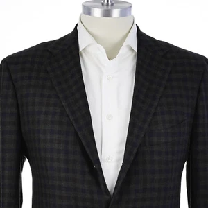 RECENT $10,395 Kiton Custom Dark Olive Check Cashmere Men's Sport Coat US 46L - Picture 1 of 16
