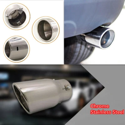 1Pc 76mm Car Chrome Stainless Steel Refit Exhaust Tip Nozzle Tail Pipe Dual Wall - Image 1 of 4