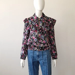 MAX&CO MAX MARA SATIN BOMBER JACKET BLAZER S F36 D34 USA2 UK6 LINED ZIP BLACK - Picture 1 of 12