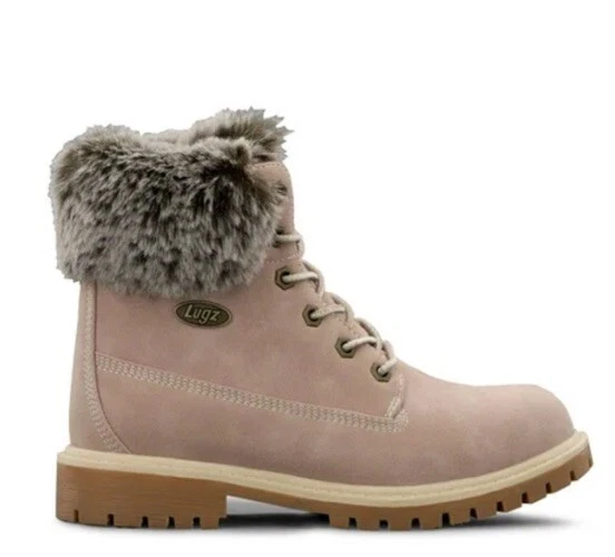 Lugz Parker Faux Fur Boots Womens Size 8.5 Light Pink Lace Up - Image 1 of 4