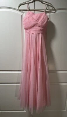 Vestido formal vintage de gasa rosa de los años 80 con cuentas y lentejuelas talla 7 Foto 1 de 4