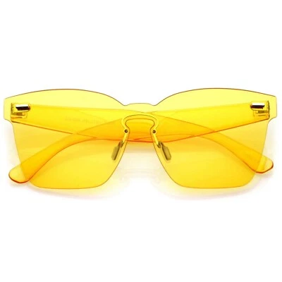 Rimless Sunglasses Yellow Tinted Lens Fashion Trendy Sun Glasses UV400 Protect - Image 1 of 4