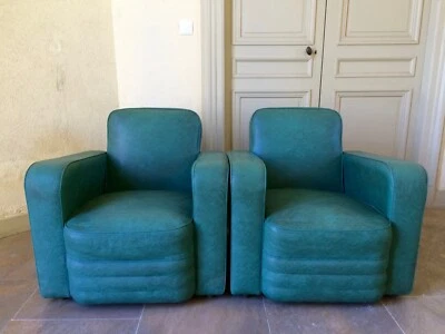 Paire de fauteuils club  MARCEL GASCOIN pour AIRBORNE des années 1950 - Photo 1/4