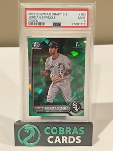 Jordan Sprinkle 2022 Bowman Draft Chrome Sapphire Green Refractor /50 PSA 9