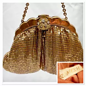 Unusual GLOMESH Purse Diamonte Clasp White Label. Identical to a Whiting & Davis - Picture 1 of 22