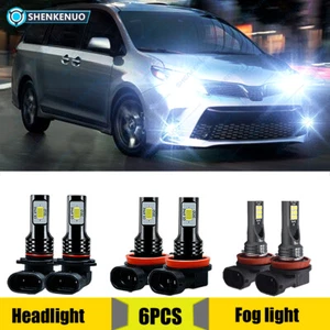 For Toyota Sienna 2011-2018 6000K Combo H11 9005 LED Headlight + Fog Bulb Kit - Picture 1 of 12