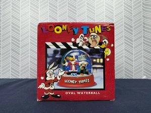 Vintage "Looney Tunes" Daffy Duck in Santa Hat Snow Globe Oval Waterball #68 - Picture 1 of 7